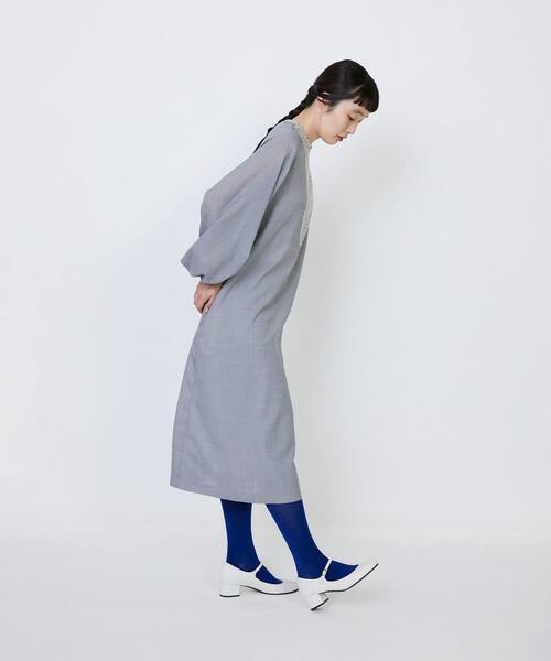 LOISIR（ロワズィール）の「【MTサイズ有り】エステスウールケミカルレース使いワンピース（ワンピース・レディース・ライトグレー/ブラック・M/MT）」の14枚目の写真