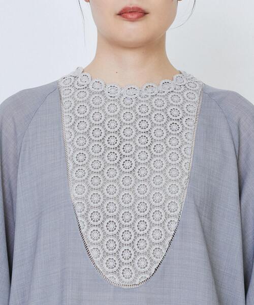 LOISIR（ロワズィール）の「【MTサイズ有り】エステスウールケミカルレース使いワンピース（ワンピース・レディース・ライトグレー/ブラック・M/MT）」の19枚目の写真