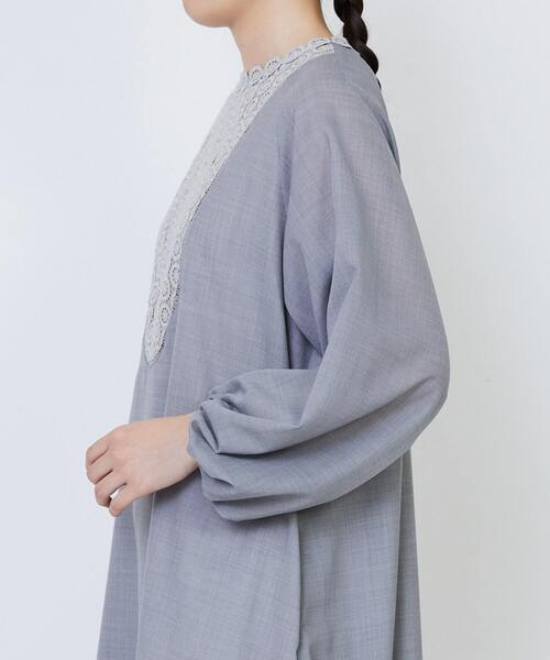 LOISIR（ロワズィール）の「【MTサイズ有り】エステスウールケミカルレース使いワンピース（ワンピース・レディース・ライトグレー/ブラック・M/MT）」の21枚目の写真