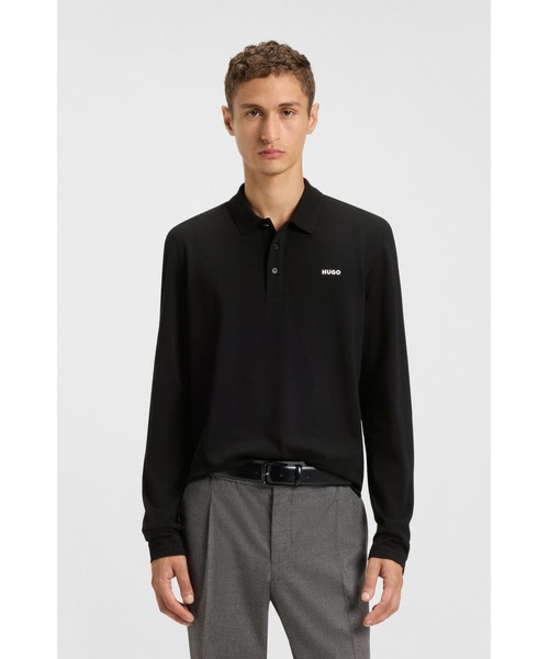 HUGO(ヒューゴ)の「コットンピケ ポロシャツ ロゴプリント(ポロシャツ・メンズ・グレー/ブラック・S/M/L/XL/XXL/XS)」の2枚目の写真