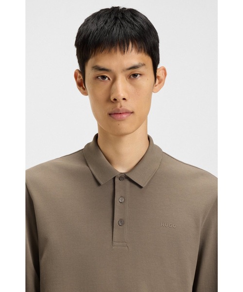 HUGO(ヒューゴ)の「コットンピケ ポロシャツ ロゴプリント(ポロシャツ・メンズ・グレー/ブラック・S/M/L/XL/XXL/XS)」の7枚目の写真