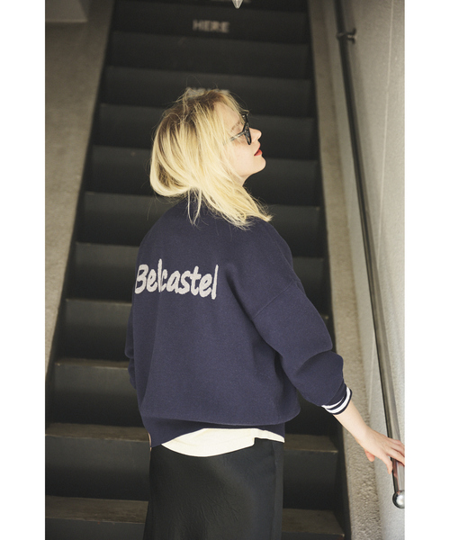 セール】ハーフジップロゴニットプルオーバー（ニット/セーター