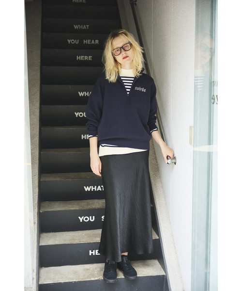 セール】ハーフジップロゴニットプルオーバー（ニット/セーター