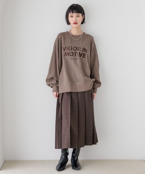 LOWRYS FARM(ローリーズファーム)の「ラナテックプリーツミディスカート 497489(スカート・レディース・ブラウン/グレー・MEDIUM/LARGE)」の3枚目の写真