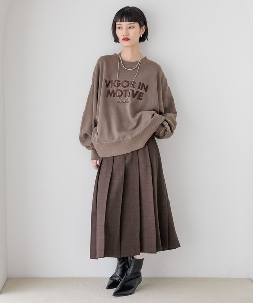 LOWRYS FARM(ローリーズファーム)の「ラナテックプリーツミディスカート 497489(スカート・レディース・ブラウン/グレー・MEDIUM/LARGE)」の4枚目の写真