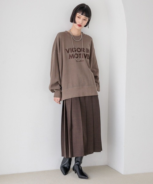 LOWRYS FARM(ローリーズファーム)の「ラナテックプリーツミディスカート 497489(スカート・レディース・ブラウン/グレー・MEDIUM/LARGE)」の5枚目の写真