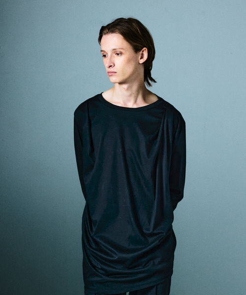 5351 POUR LES HOMMES(ゴーサンゴーイチプールオム)の「ドレープ 長袖Tシャツ(Tシャツ/カットソー・メンズ・ホワイト/ブラック・46/48/44/50)」の1枚目の写真