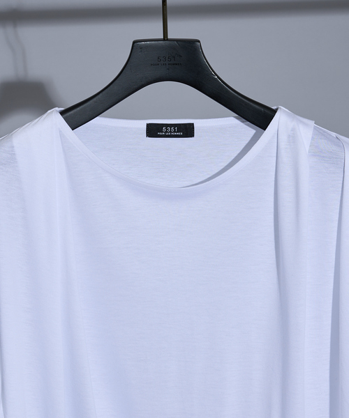 5351 POUR LES HOMMES(ゴーサンゴーイチプールオム)の「ドレープ 長袖Tシャツ(Tシャツ/カットソー・メンズ・ホワイト/ブラック・46/48/44/50)」の6枚目の写真