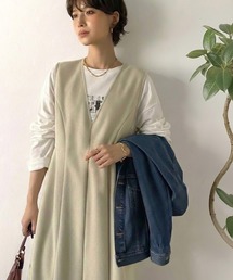 Classical Evon（クラシカルエヴォン）の「【Classical Evon】一枚で決まる、凛とした美しさ。Vネックウエストタックワンピース（ロング丈）（ワンピース）」