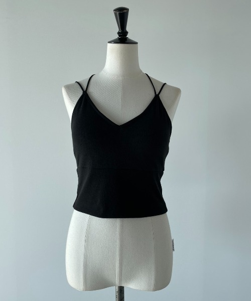 AIC.(エーアイシー)の「【再入荷】パッド付きバッククロスブラトップ(キャミソール・レディース・ブラック/オフホワイト・FREE)」の4枚目の写真