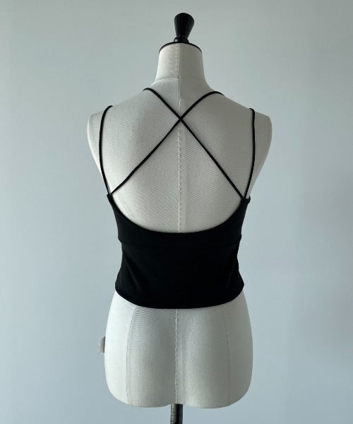 AIC.(エーアイシー)の「【再入荷】パッド付きバッククロスブラトップ(キャミソール・レディース・ブラック/オフホワイト・FREE)」の6枚目の写真