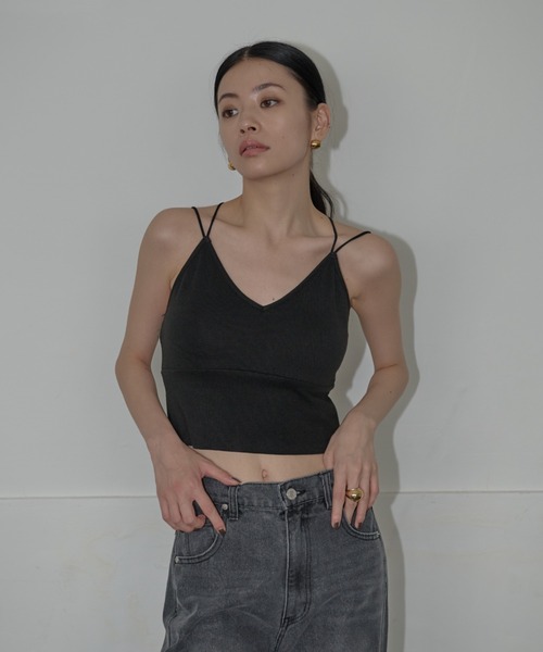AIC.(エーアイシー)の「【再入荷】パッド付きバッククロスブラトップ(キャミソール・レディース・ブラック/オフホワイト・FREE)」の7枚目の写真