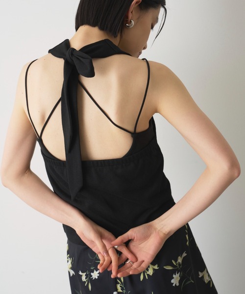 AIC.(エーアイシー)の「【再入荷】パッド付きバッククロスブラトップ(キャミソール・レディース・ブラック/オフホワイト・FREE)」の8枚目の写真
