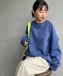 [GYMPHLEX/ジムフレックス] スイングスリーブ ワンポイントロゴ刺繍クルーネックスウェット
