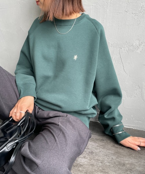 新品未使用　GYMPHLEX ワンポイントロゴ刺繍　クルーネック　スウェット GYMPHLEX/ジムフレックス] スイングスリーブ ワンポイントロゴ