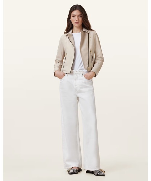 ALLSAINTS(オールセインツ)の「DALBY SLIM FIT LEATHER BIKER JACKET | DALBY スリム フィット レザー バイカー ジャケット(ライダースジャケット・レディース・アイボリー・4/6/8/10/12)」の4枚目の写真