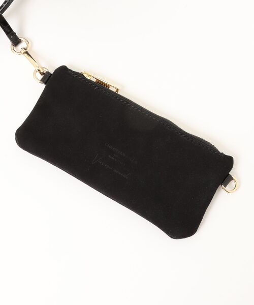 セール】【CHRISTIAN VILLA】ポーチ付き クロコ型押し 横長レザー