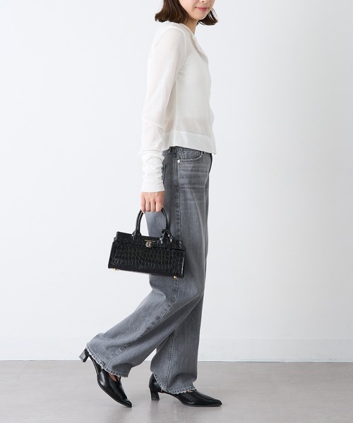 CHRISTIAN VILLA(クリスチャンヴィラ)の「【CHRISTIAN VILLA】ポーチ付き クロコ型押し 横長レザーハンドバッグ ショルダーバッグ 6340(ハンドバッグ・レディース・ブラック/バーガンディー・FREE)」の10枚目の写真