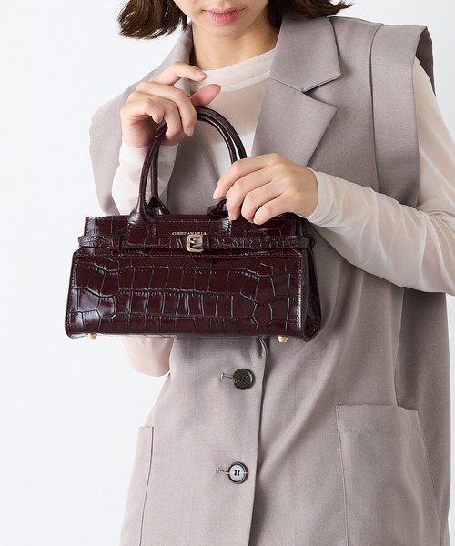 CHRISTIAN VILLA(クリスチャンヴィラ)の「【CHRISTIAN VILLA】ポーチ付き クロコ型押し 横長レザーハンドバッグ ショルダーバッグ 6340(ハンドバッグ・レディース・ブラック/バーガンディー・FREE)」の13枚目の写真