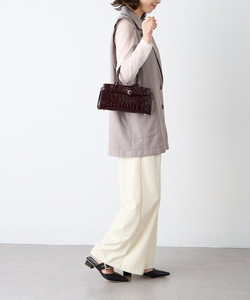 CHRISTIAN VILLA(クリスチャンヴィラ)の「【CHRISTIAN VILLA】ポーチ付き クロコ型押し 横長レザーハンドバッグ ショルダーバッグ 6340(ハンドバッグ・レディース・ブラック/バーガンディー・FREE)」の18枚目の写真