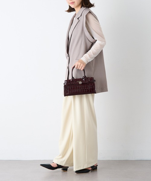 CHRISTIAN VILLA(クリスチャンヴィラ)の「【CHRISTIAN VILLA】ポーチ付き クロコ型押し 横長レザーハンドバッグ ショルダーバッグ 6340(ハンドバッグ・レディース・ブラック/バーガンディー・FREE)」の19枚目の写真