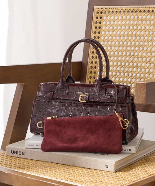 CHRISTIAN VILLA(クリスチャンヴィラ)の「【CHRISTIAN VILLA】ポーチ付き クロコ型押し 横長レザーハンドバッグ ショルダーバッグ 6340(ハンドバッグ・レディース・ブラック/バーガンディー・FREE)」の20枚目の写真