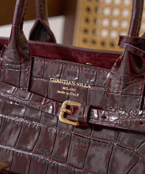 新品　CHRISTIAN VILLA かごバッグ レザー　本革　イタリア製 新品 CHRISTIAN VILLA かごバッグ レザー 本革 イタリア製 レディース