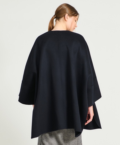 エストネーション　ポンチョネイビー ESTNATION / ウールカシミヤ ベルトポンチョ（ポンチョ）｜ESTNATION