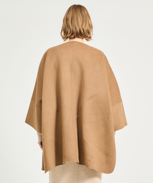 完売品　エストネーション 2025AWウールカシミヤ ベルトポンチョ　キャメル ESTNATION / ウールカシミヤ ベルトポンチョ（ポンチョ）｜ESTNATION
