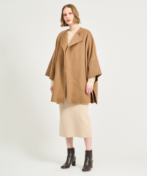 ESTNATION（エストネーション）の「ESTNATION / ウールカシミヤ ベルトポンチョ（ポンチョ・レディース・ネイビー/キャメル・FREE）」の21枚目の写真