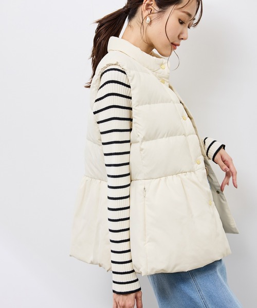 GREEN DOWN/グリーンダウン】ペプラムダウンベスト（ダウンベスト