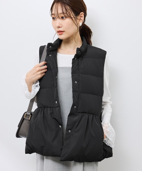 GREEN DOWN/グリーンダウン】ペプラムダウンベスト（ダウンベスト