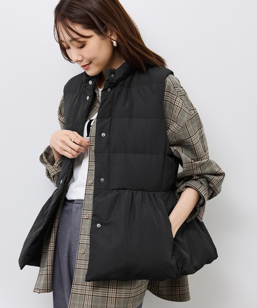 GREEN DOWN/グリーンダウン】ペプラムダウンベスト（ダウンベスト