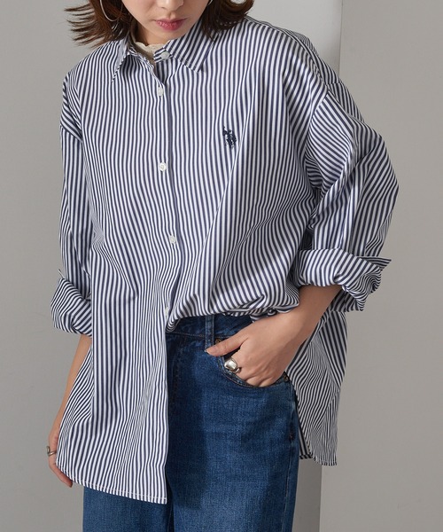 U.S. POLO ASSN.（ユーエスポロアッスン）の「【U.S. POLO ASSN.】ロイヤルオックスフォード バルーンスリーブ ギャザーシャツ（シャツ/ブラウス・レディース・ベージュ/サックスブルー/グリーン/ホワイト/ネイビー・FREE）」の5枚目の写真