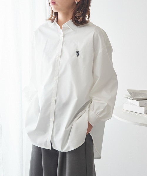 U.S. POLO ASSN.（ユーエスポロアッスン）の「【U.S. POLO ASSN.】ロイヤルオックスフォード バルーンスリーブ ギャザーシャツ（シャツ/ブラウス・レディース・ベージュ/サックスブルー/グリーン/ホワイト/ネイビー・FREE）」の8枚目の写真