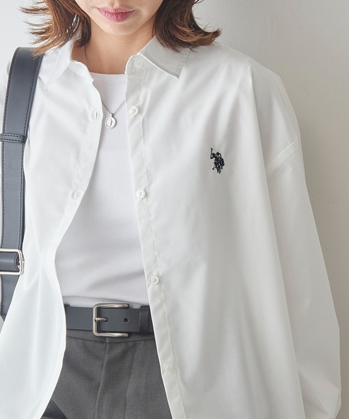 U.S. POLO ASSN.（ユーエスポロアッスン）の「【U.S. POLO ASSN.】ロイヤルオックスフォード バルーンスリーブ ギャザーシャツ（シャツ/ブラウス・レディース・ベージュ/サックスブルー/グリーン/ホワイト/ネイビー・FREE）」の6枚目の写真