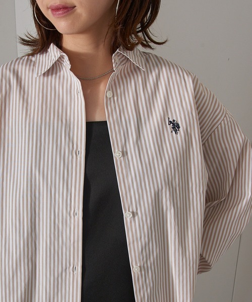 U.S. POLO ASSN.（ユーエスポロアッスン）の「【U.S. POLO ASSN.】ロイヤルオックスフォード バルーンスリーブ ギャザーシャツ（シャツ/ブラウス・レディース・ベージュ/サックスブルー/グリーン/ホワイト/ネイビー・FREE）」の15枚目の写真