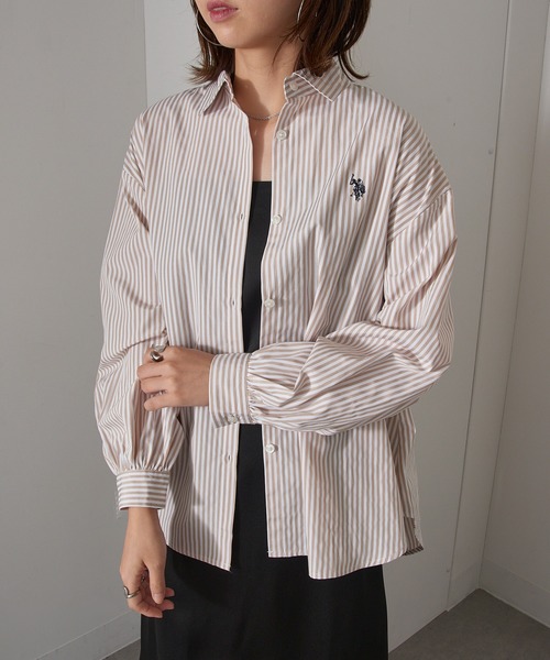 U.S. POLO ASSN.（ユーエスポロアッスン）の「【U.S. POLO ASSN.】ロイヤルオックスフォード バルーンスリーブ ギャザーシャツ（シャツ/ブラウス・レディース・ベージュ/サックスブルー/グリーン/ホワイト/ネイビー・FREE）」の19枚目の写真