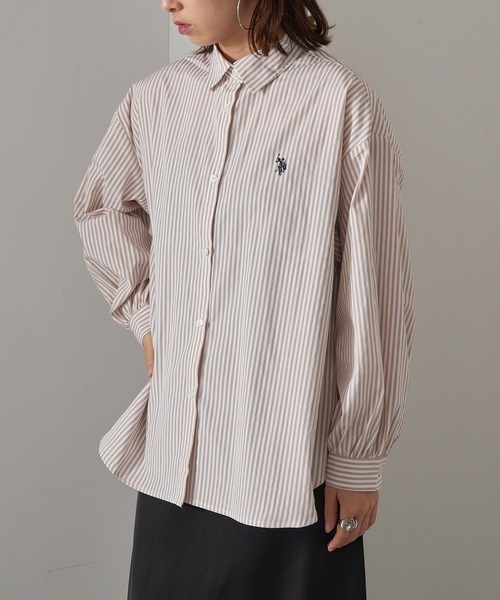 U.S. POLO ASSN.（ユーエスポロアッスン）の「【U.S. POLO ASSN.】ロイヤルオックスフォード バルーンスリーブ ギャザーシャツ（シャツ/ブラウス・レディース・ベージュ/サックスブルー/グリーン/ホワイト/ネイビー・FREE）」の17枚目の写真