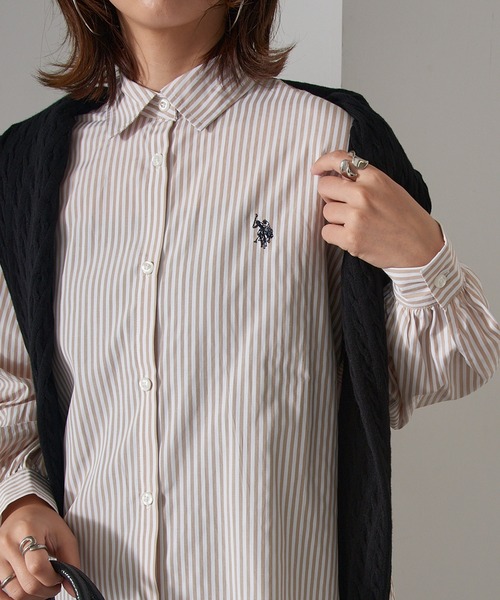 U.S. POLO ASSN.（ユーエスポロアッスン）の「【U.S. POLO ASSN.】ロイヤルオックスフォード バルーンスリーブ ギャザーシャツ（シャツ/ブラウス・レディース・ベージュ/サックスブルー/グリーン/ホワイト/ネイビー・FREE）」の16枚目の写真