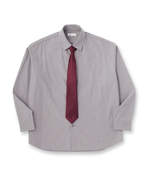 tk.TAKEO KIKUCHI（ティーケータケオキクチ）の「【ネクタイ付き】グランパシャツ（シャツ/ブラウス・メンズ・グレー/ホワイト・03/02）」の3枚目の写真