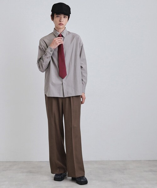 tk.TAKEO KIKUCHI（ティーケータケオキクチ）の「【ネクタイ付き】グランパシャツ（シャツ/ブラウス・メンズ・グレー/ホワイト・03/02）」の10枚目の写真