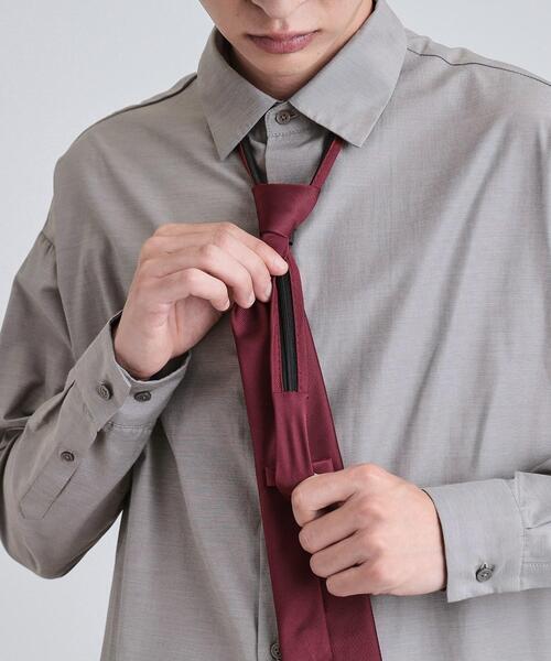 tk.TAKEO KIKUCHI（ティーケータケオキクチ）の「【ネクタイ付き】グランパシャツ（シャツ/ブラウス・メンズ・グレー/ホワイト・03/02）」の18枚目の写真