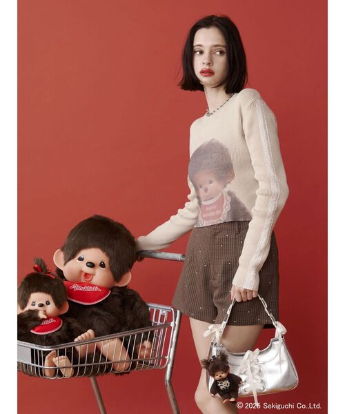 jouetie（ジュエティ）の「【monchhichi×jouetie】フォトプリントニット（ニット/セーター・レディース・ピンク/アイボリー/ブルー・MEDIUM）」の21枚目の写真