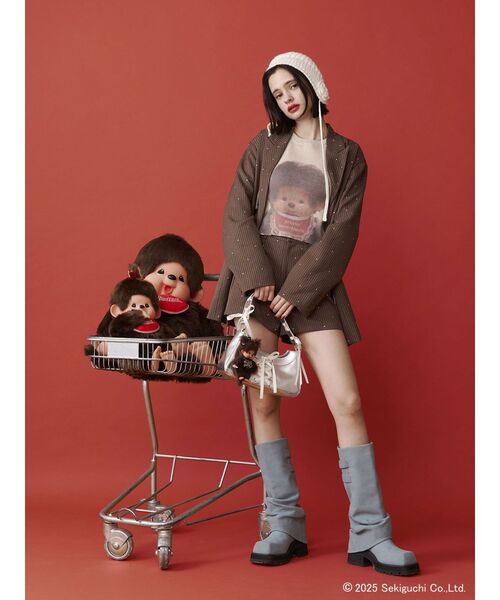 jouetie（ジュエティ）の「【monchhichi×jouetie】フォトプリントニット（ニット/セーター・レディース・ピンク/アイボリー/ブルー・MEDIUM）」の6枚目の写真