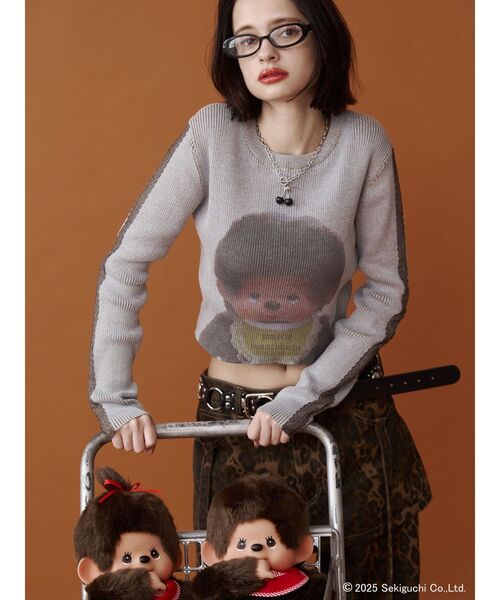 jouetie（ジュエティ）の「【monchhichi×jouetie】フォトプリントニット（ニット/セーター・レディース・ピンク/アイボリー/ブルー・MEDIUM）」の9枚目の写真