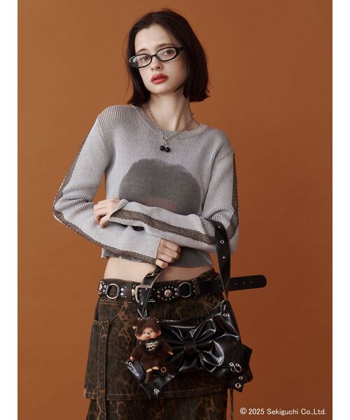 jouetie（ジュエティ）の「【monchhichi×jouetie】フォトプリントニット（ニット/セーター・レディース・ピンク/アイボリー/ブルー・MEDIUM）」の5枚目の写真