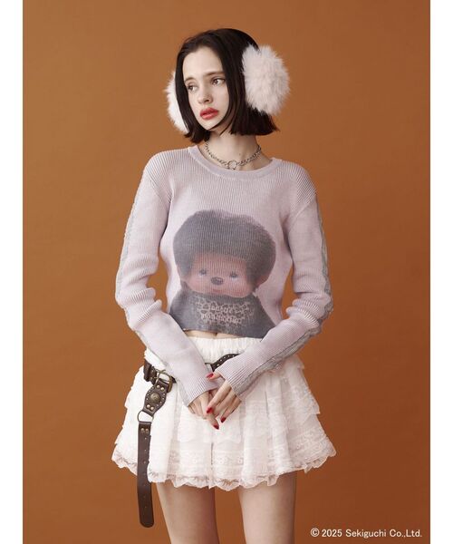 jouetie（ジュエティ）の「【monchhichi×jouetie】フォトプリントニット（ニット/セーター・レディース・ピンク/アイボリー/ブルー・MEDIUM）」の10枚目の写真