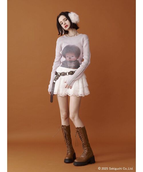 jouetie（ジュエティ）の「【monchhichi×jouetie】フォトプリントニット（ニット/セーター・レディース・ピンク/アイボリー/ブルー・MEDIUM）」の7枚目の写真