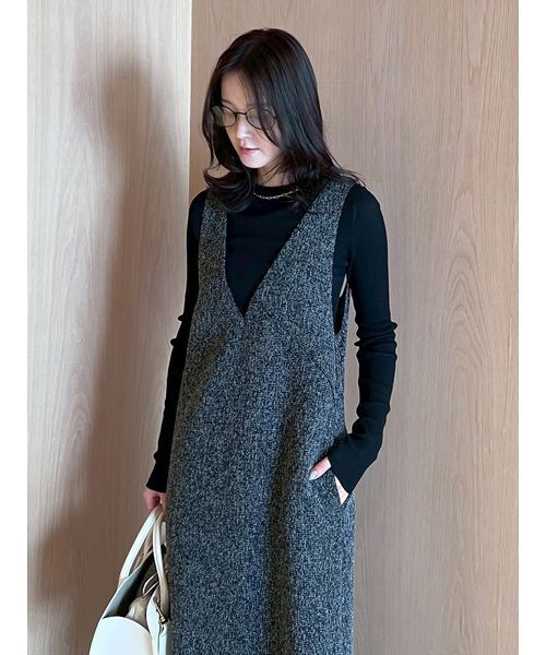 セットアイテム】クルーネックニット×Aラインキャミレイヤード